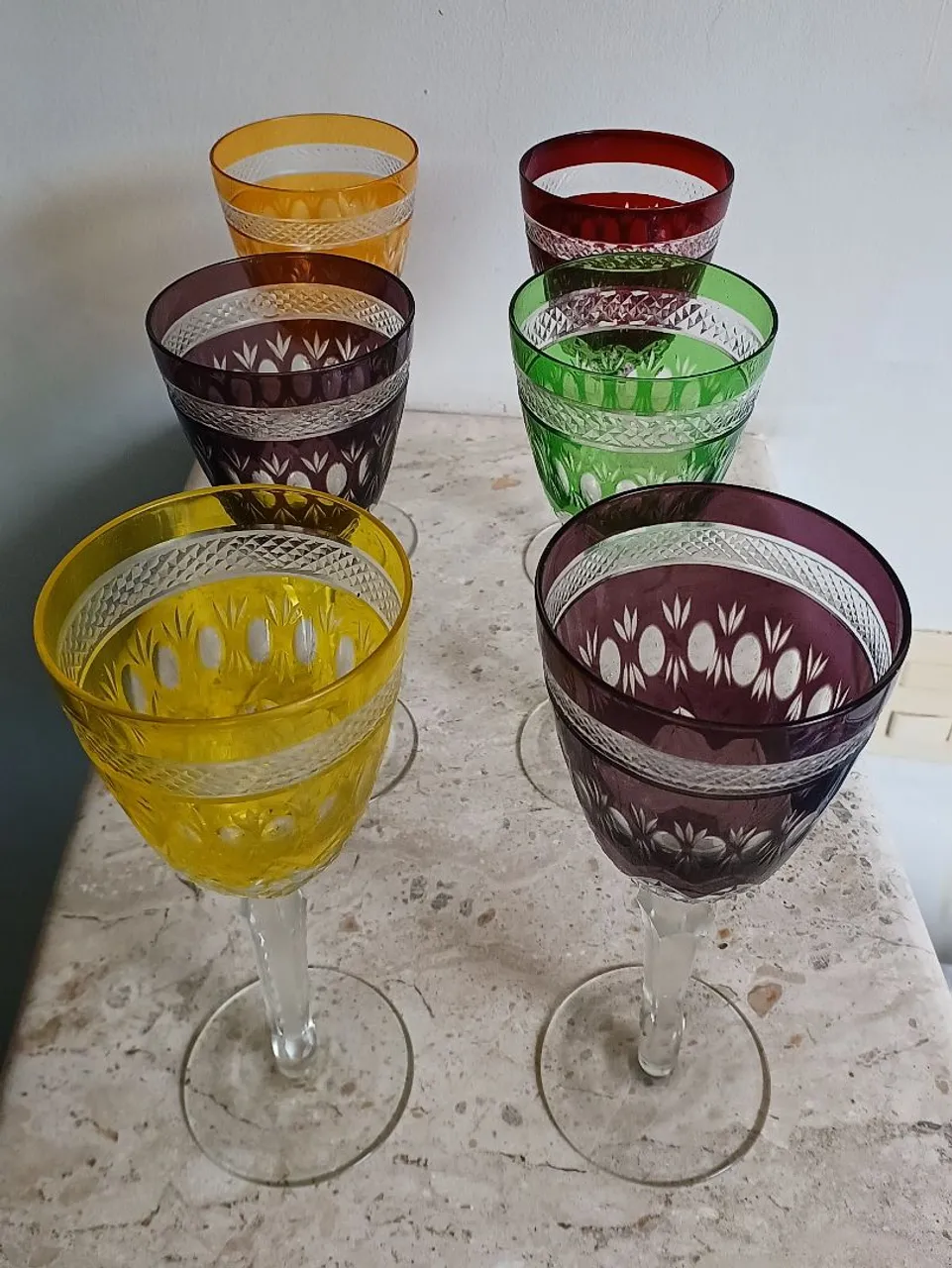 Jogo de 6 Taças de Cristal Coloridas Argentino