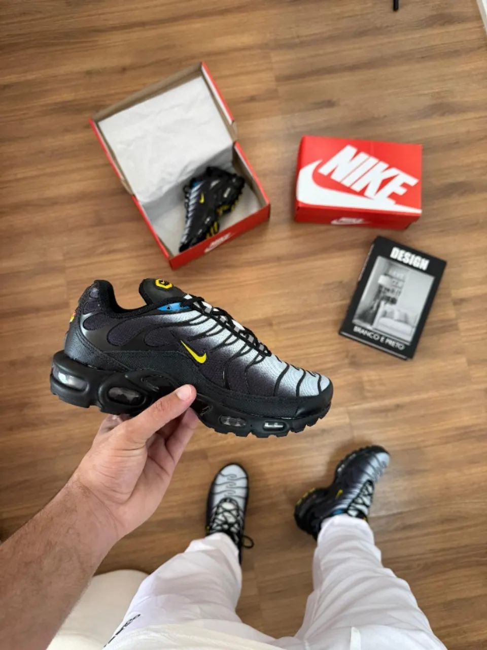 Tênis Nike TN Air Max Plus Importado Masculino Preto/Cinza/Amarelo - Foto 2
