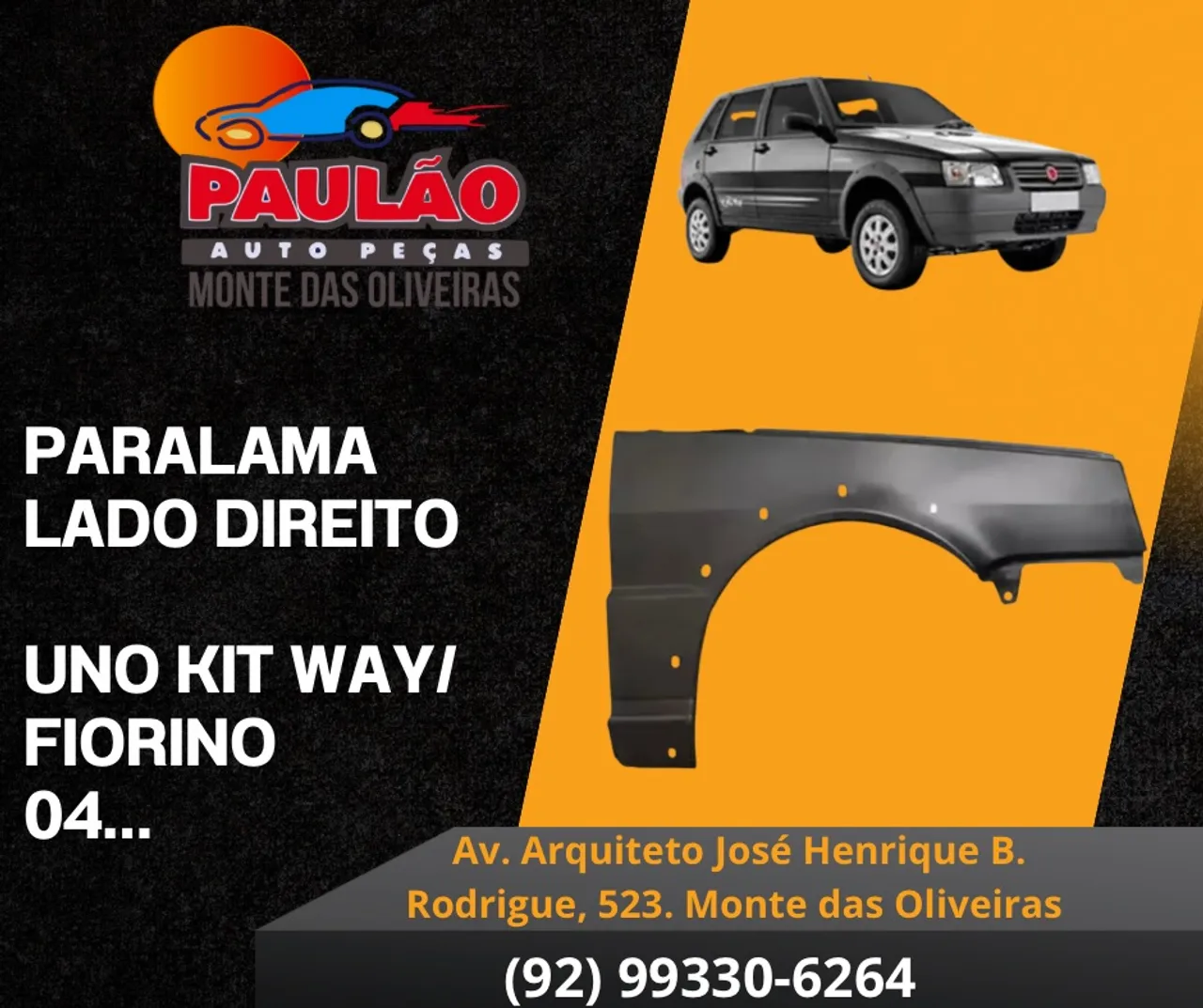 Paralama Direito Uno Kit Way/Fiorino 04...