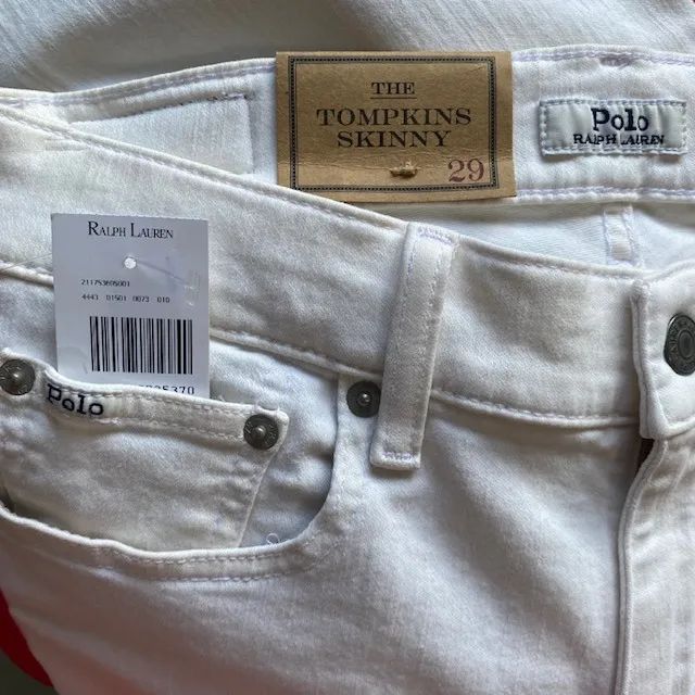 Calça Polo Ralph Lauren Skinny Jeans Branca com Vermelho Tamanho 40 - Foto 4