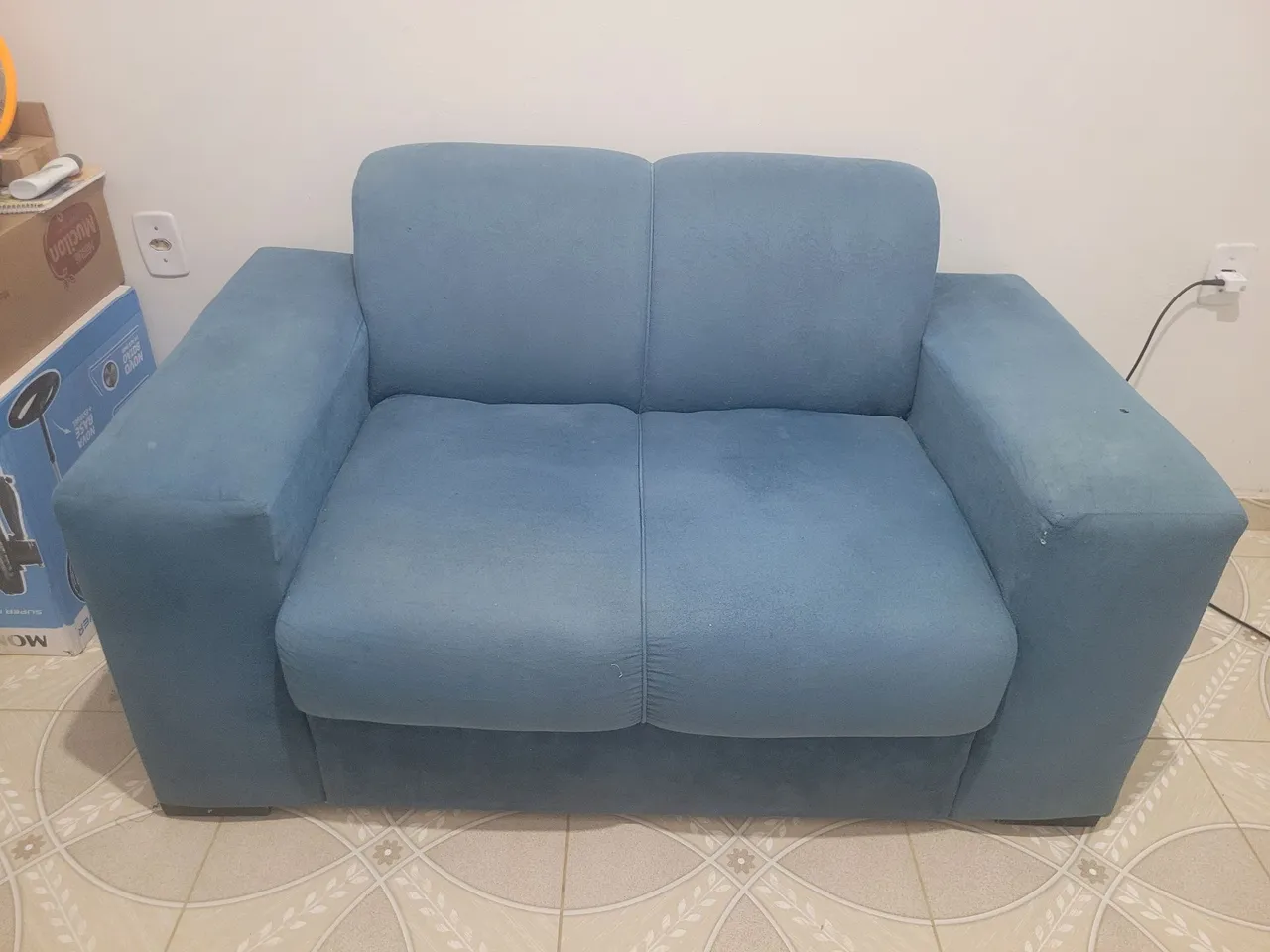 Sofá 2 Lugares Azul Confortável