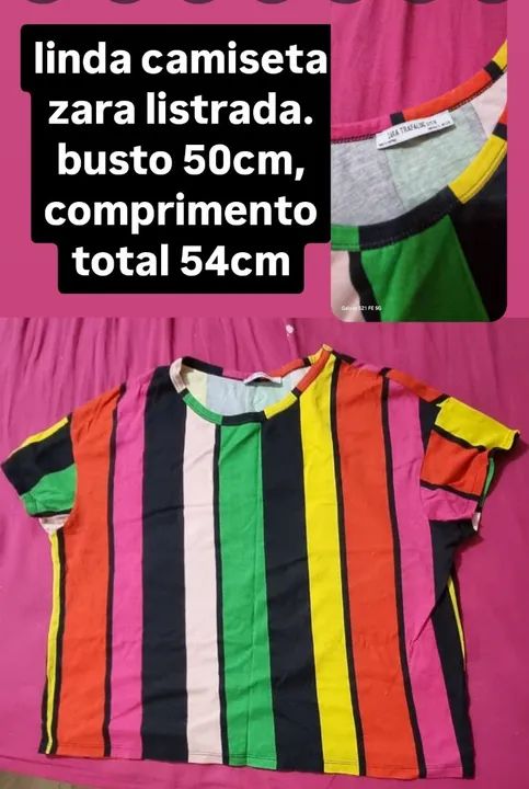 Blusa suede com corte a laser e blusa listrada - Foto 2