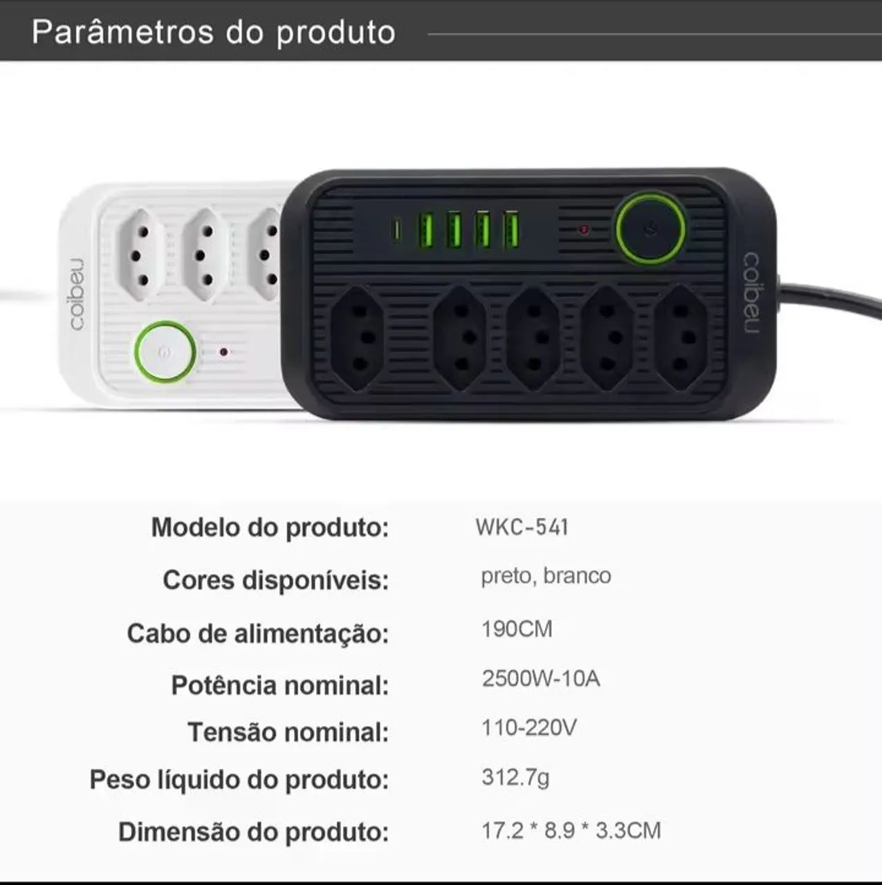 Tomada extensão com 4 USB e 1 Tipo C  - Coibeu 2M - Foto 3