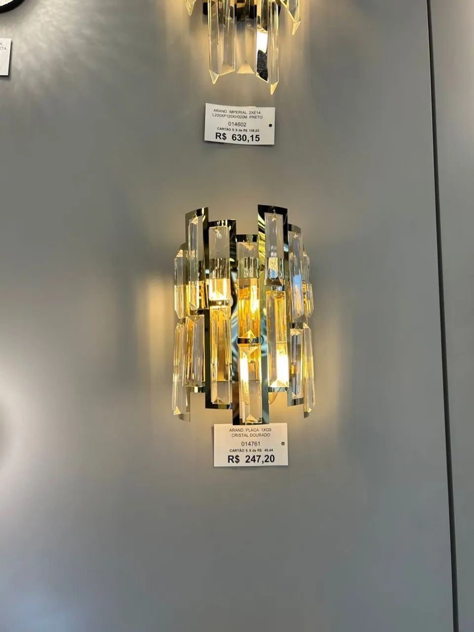 Lustres e Cúpulas de Cristal Dourado (2 unidades)