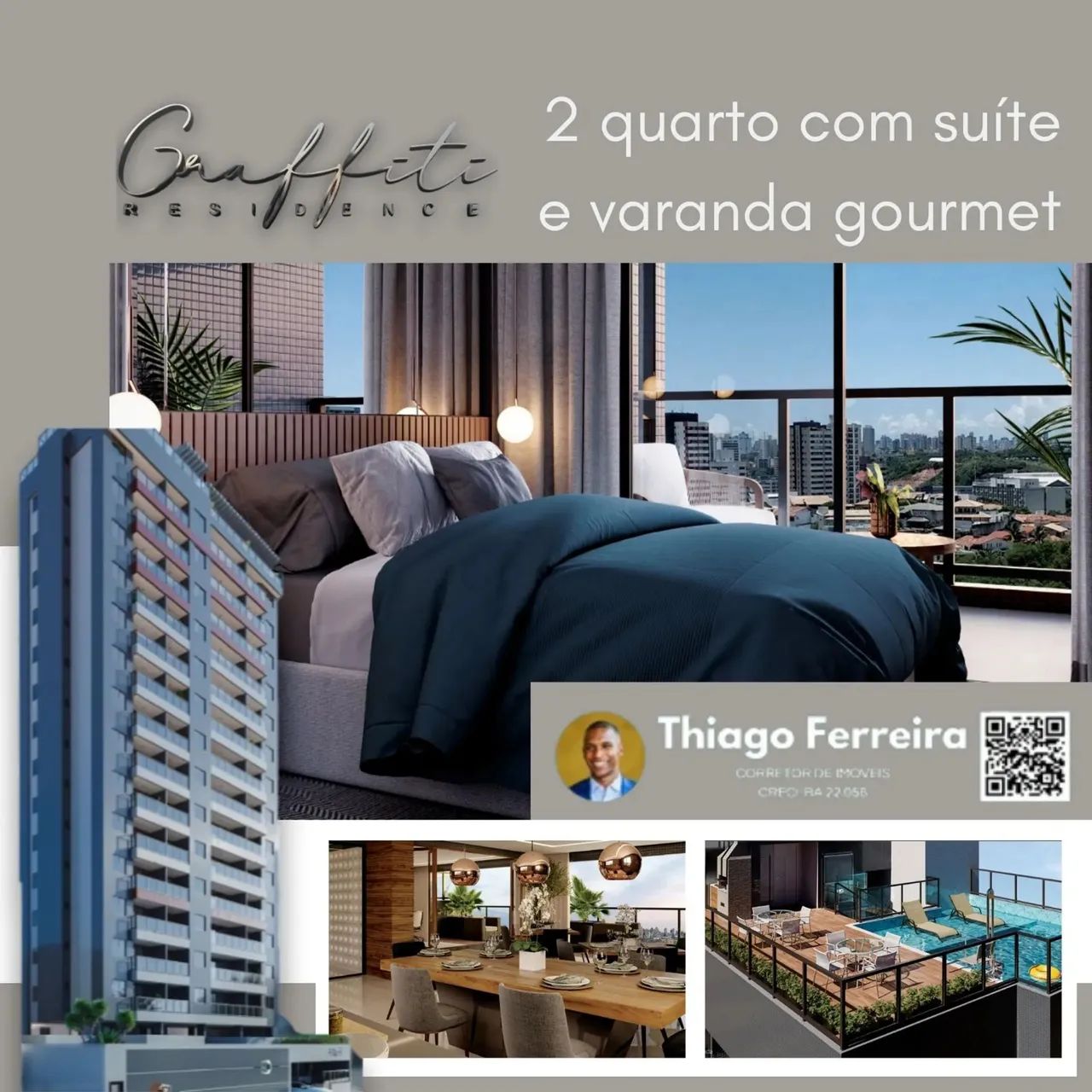 Graffiti Residence, 2 Quartos Sendo 1 Suíte 57M² A 70M² E Uma Vaga De Garagem No Costa Azu