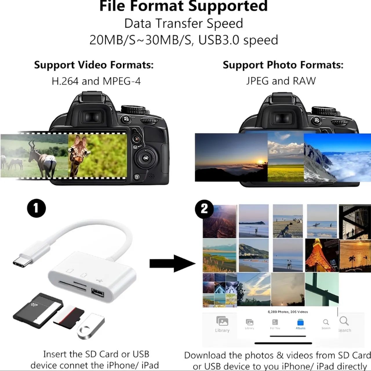 Adaptador USB C para iPhone 16 / Android para SD e TF com Leitor de Cartão - Foto 2