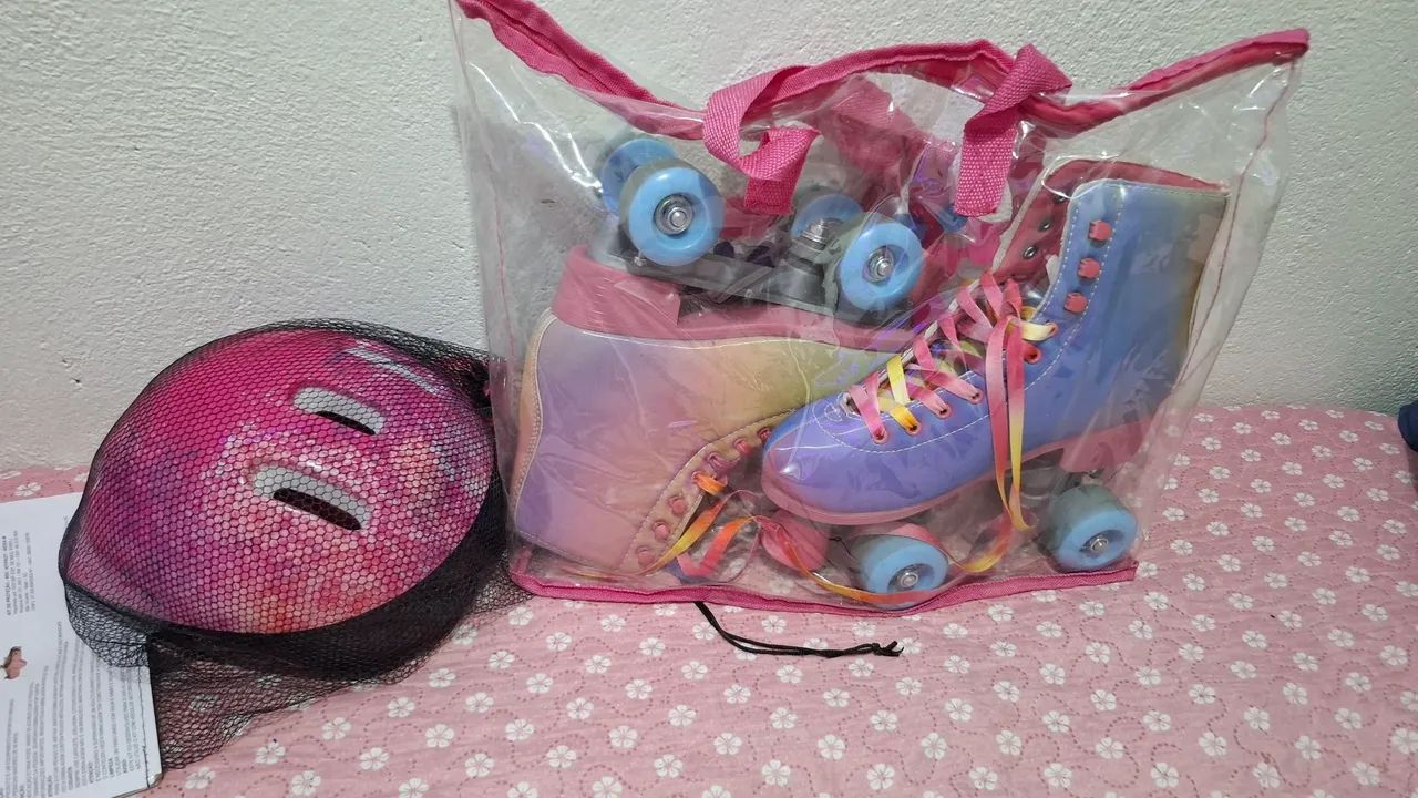 Patins + kit de proteção 