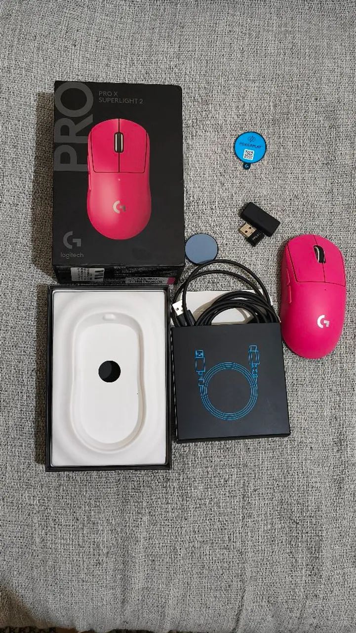 Mouse Logitech g pro x superlight 2 rosa com caixa acessórios  - Foto 5