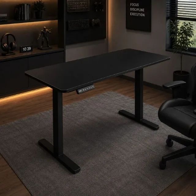 Mesa preta, 140cm com ajuste elétrico. - Foto 3