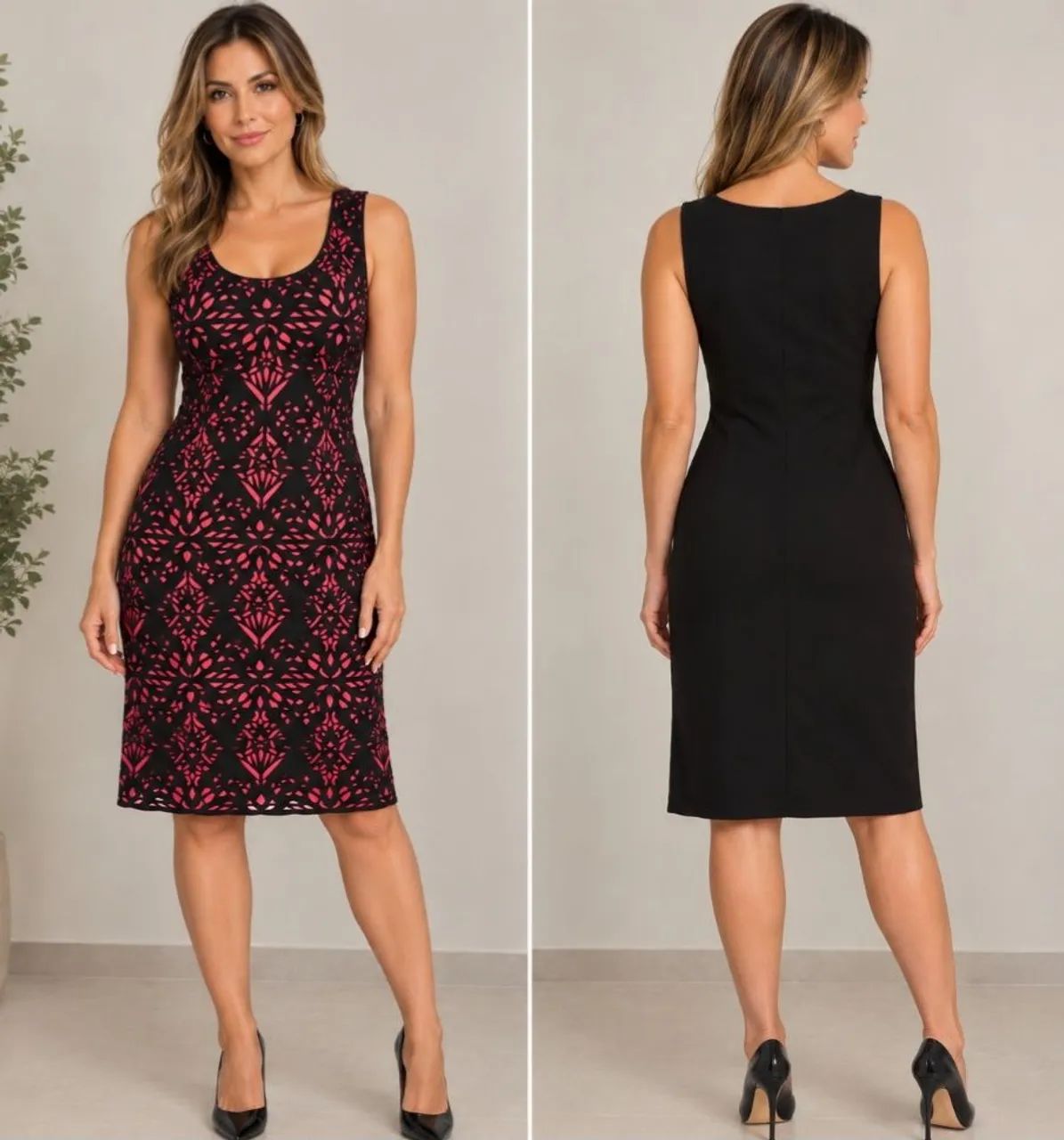 Vestido preto e rosa