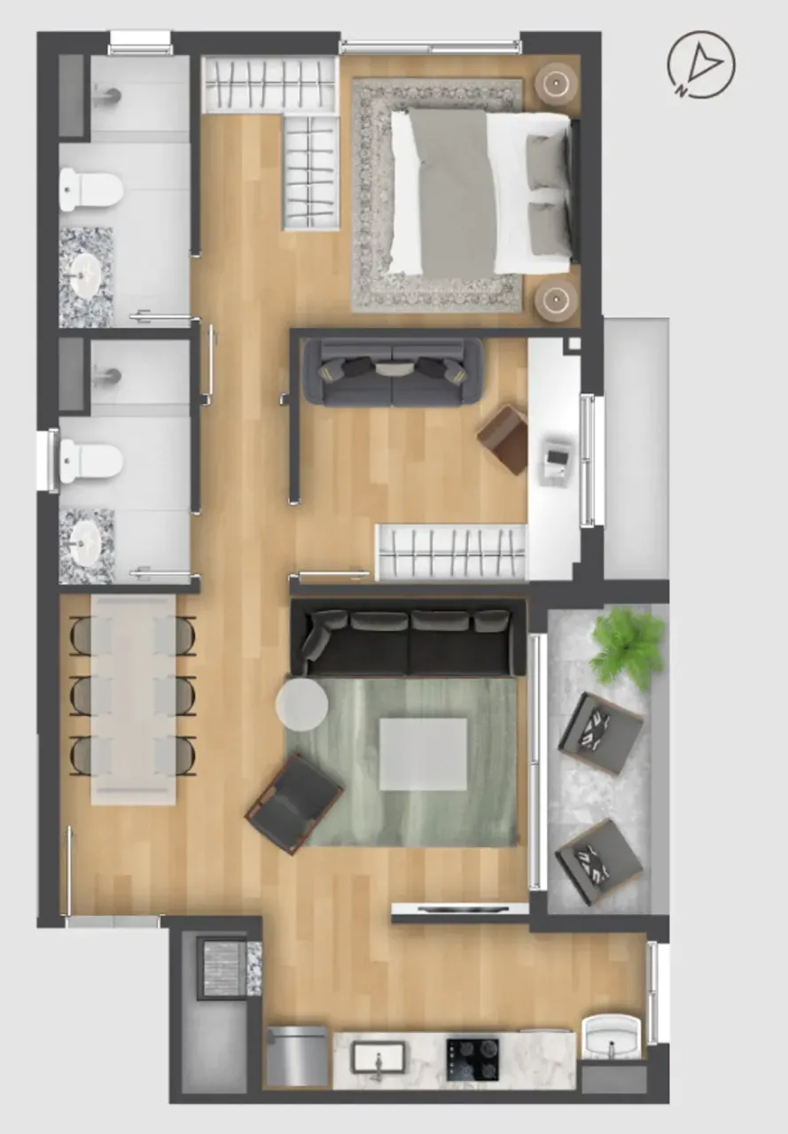 PLANTA 64m²