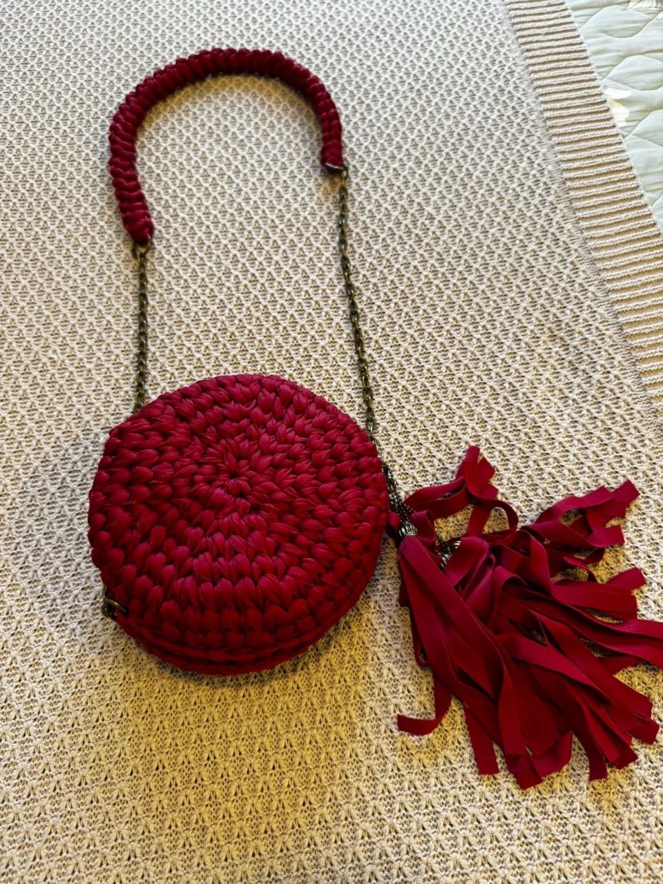Bolsa de crochê pequena bordô - Foto 2