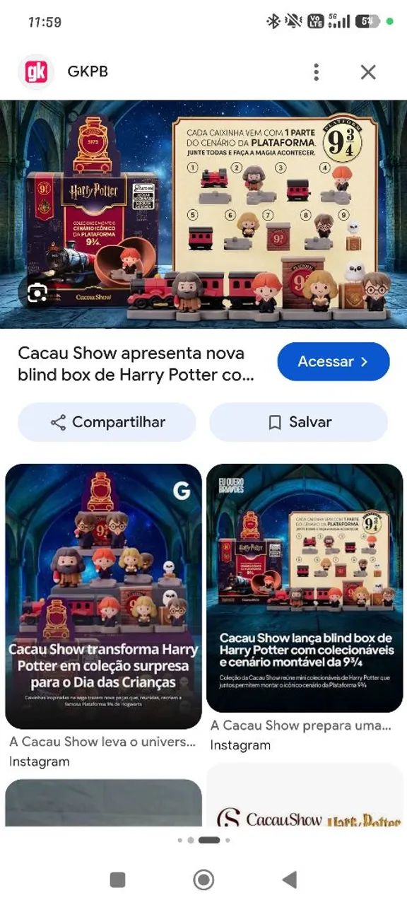 Tenho o Rony e o trem num 3 quero o Harry e o trem num 5