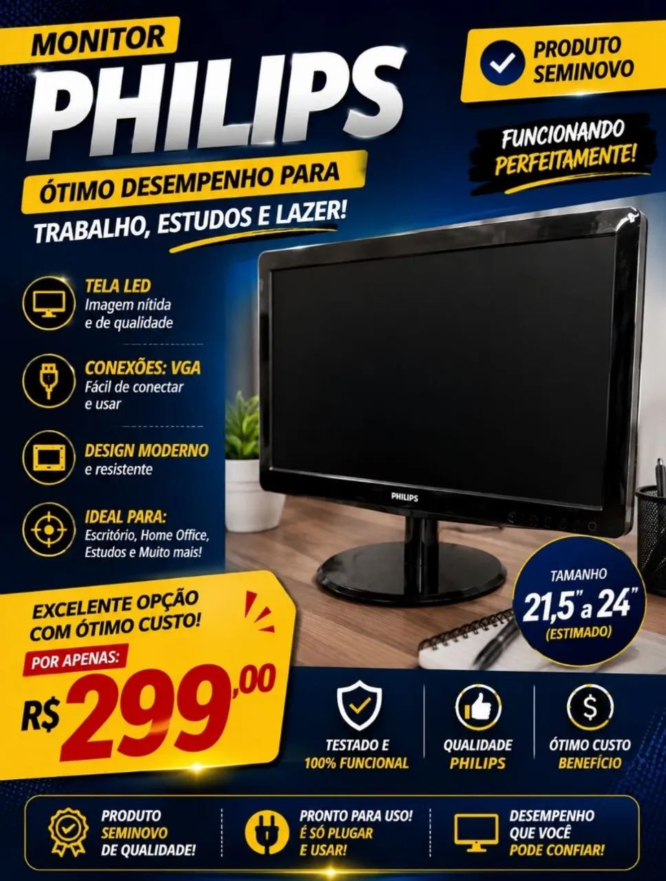Monitor fhilips ótimo desempenho 