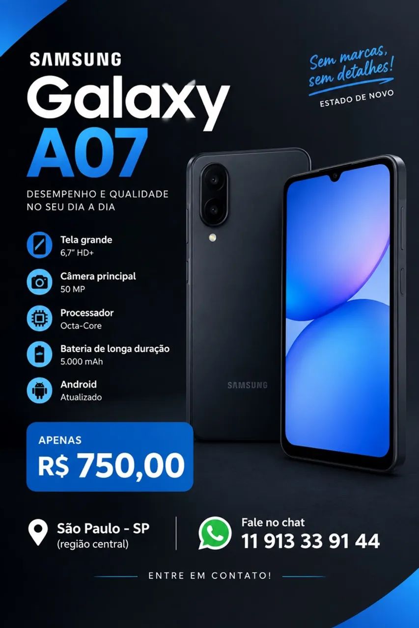 Galaxy A07 valor negociável 