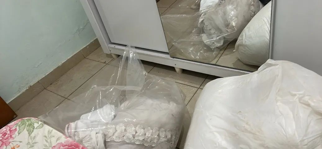Kit berço grão de gente mais mosquiteiro rendado a mão  - Foto 3