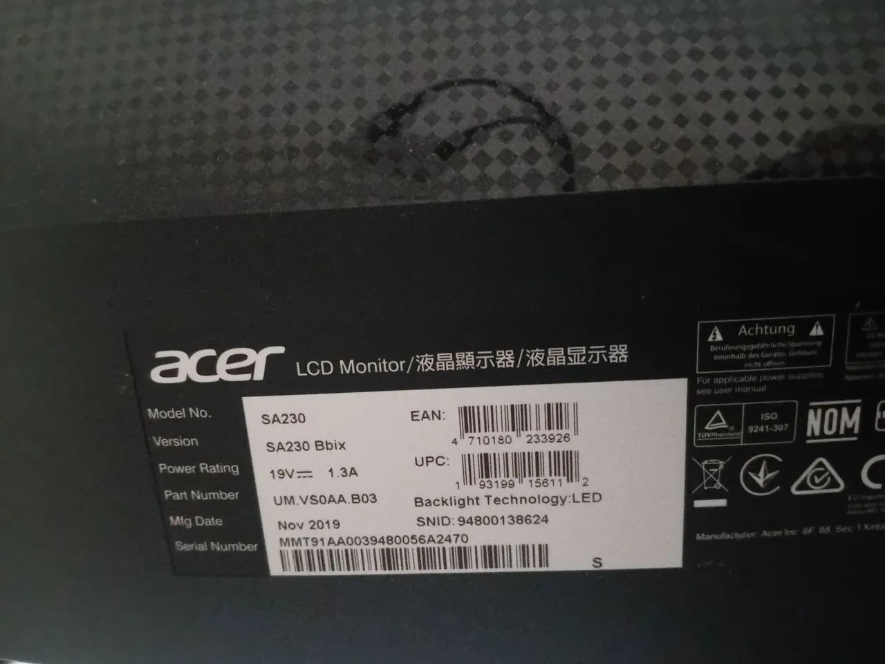 Monitor Acer SA230 23" Full HD IPS 75Hz HDMI/VGA - Foto 4