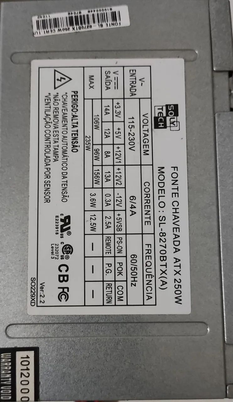 Fonte Nominal Soly Tech 235W ATX  - Foto 2