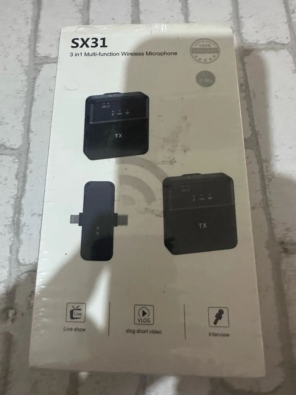1 Microfone de Lapela sem fio, recarregável e reverb.