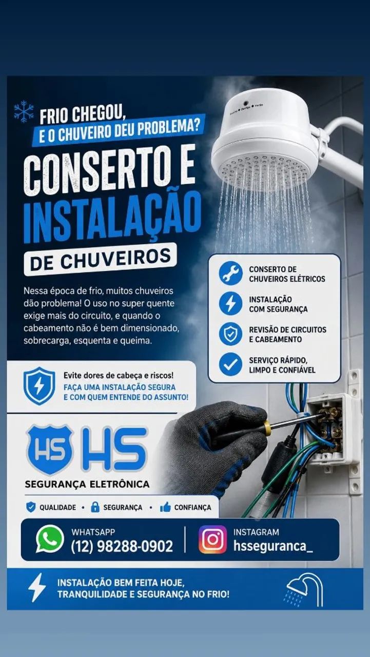 Instalação e manutenção de chuveiros