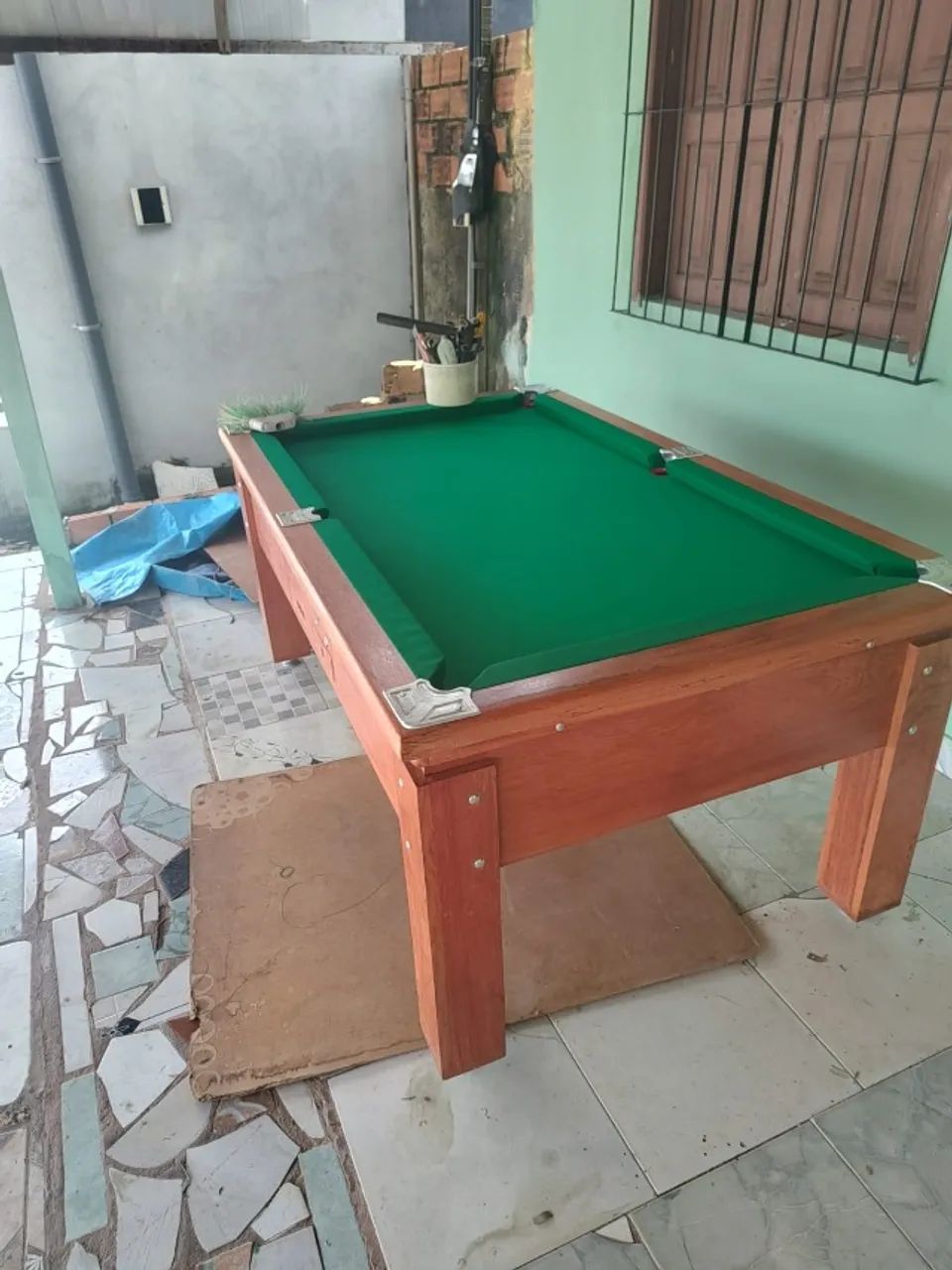 MESA DE BILHAR MADEIRA DE LEI TODA EM ANGELIM COMPLETO - Foto 4