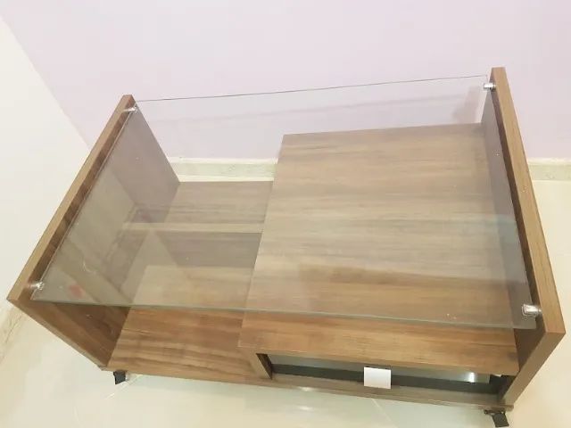 Mesa de Centro Moderna com Tampo de Vidro e Rodízios (FIRENZE) - Foto 2