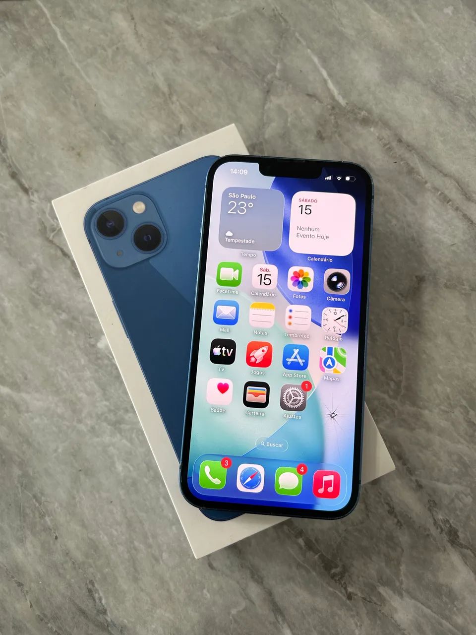 iPhone 13 256GB TELA TRINCADA NÃO INTERFERE COM CAIXA E CARREGADOR