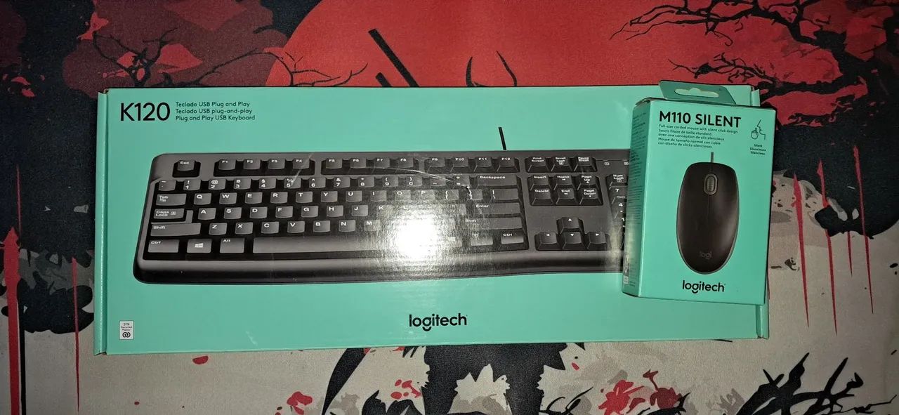 Kit Teclado K120 e Mouse M110 Silent da Logitech usados