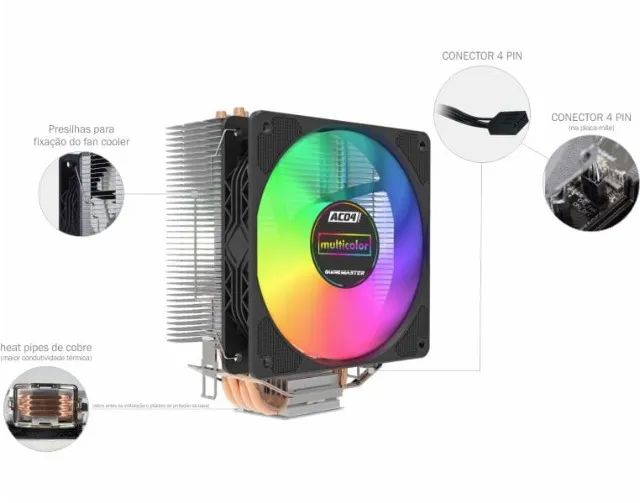 Cpu Cooler Gamer Ac04 150w Tdp Kmex *ENTREGA GRÁTIS* - Foto 4