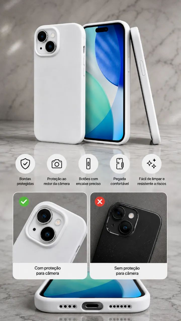 Capinha Para iPhone 14 e 15 COM ENTREGA GRÁTIS Silicone Aveludada Proteção Total Aveludado - Foto 3