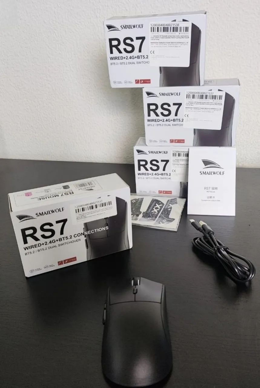 Mouse Gamer Smailwolf RS7 Sem Fio e cabeado (preto e branco) - Foto 5