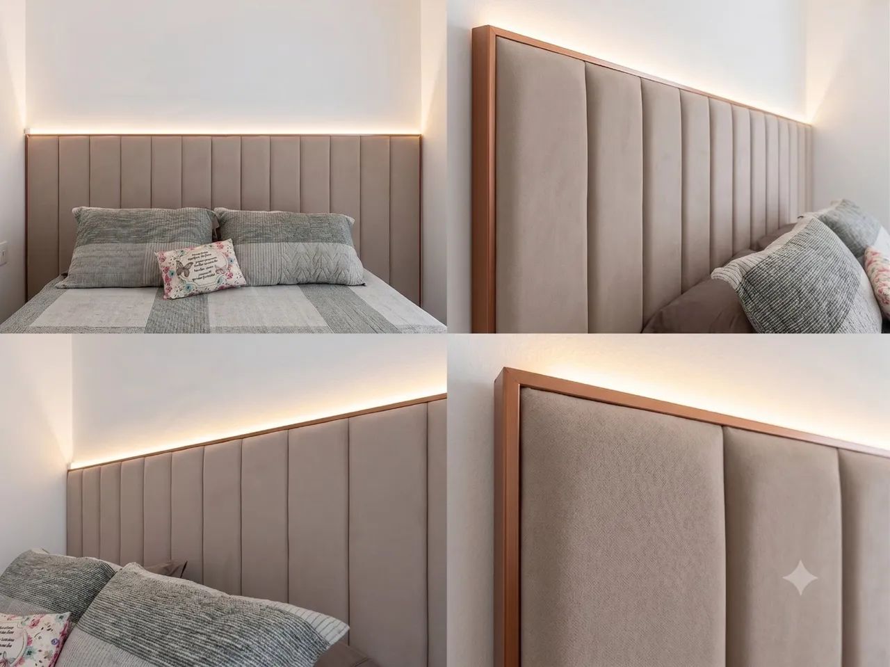 Cabeceira de cama queem com led