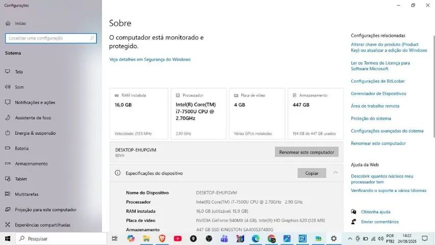 Notebook Intel Core i7 - 16GB RAM - SSD - Ótimo Estado  - Foto 2