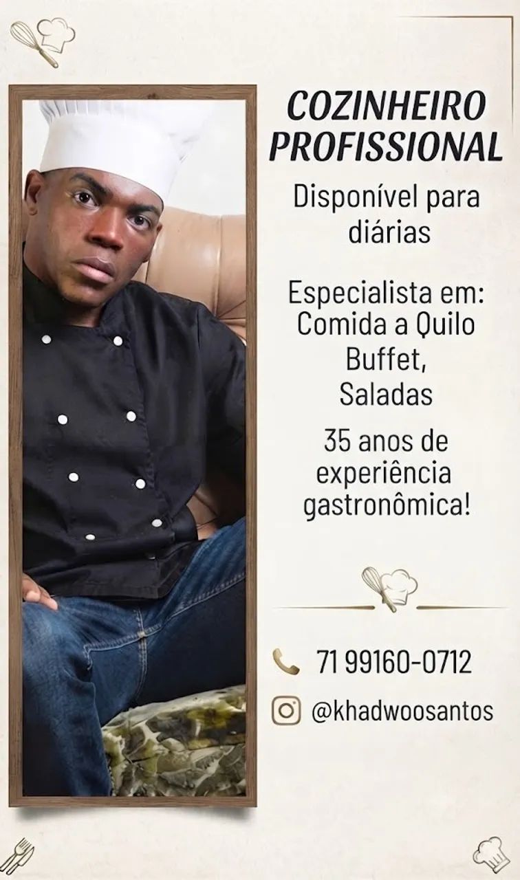 COZINHEIRO DISPONÍVEL 