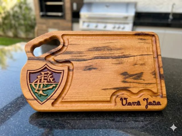 Tábua Churrasco Personalizada - Seu Time Aqui - Madeira Maciça - Foto 5