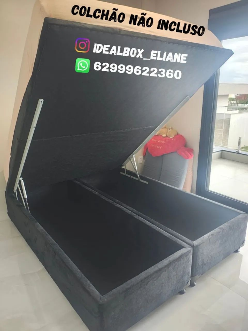 Box baú Queen size - disponível no tecido Suede e corino - Foto 4
