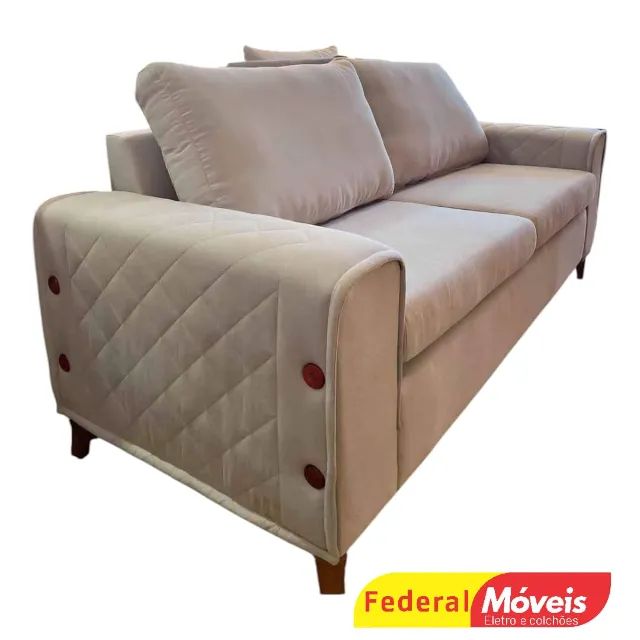 Sofá 2,00m Linho Bege - Super Promoção!