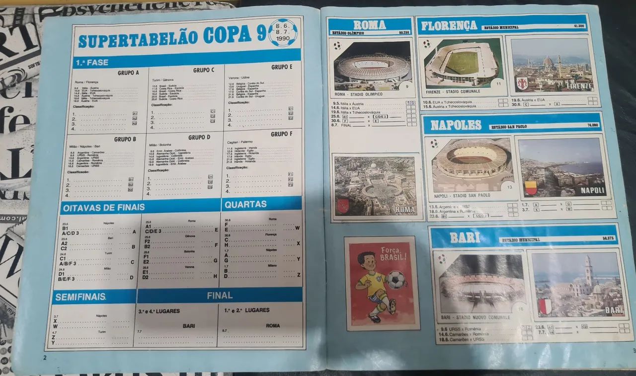 ÁLBUM TOTALMENTE COMPLETO DA COPA DO MUNDO DE 1.990 NA ITÁLIA - Foto 5