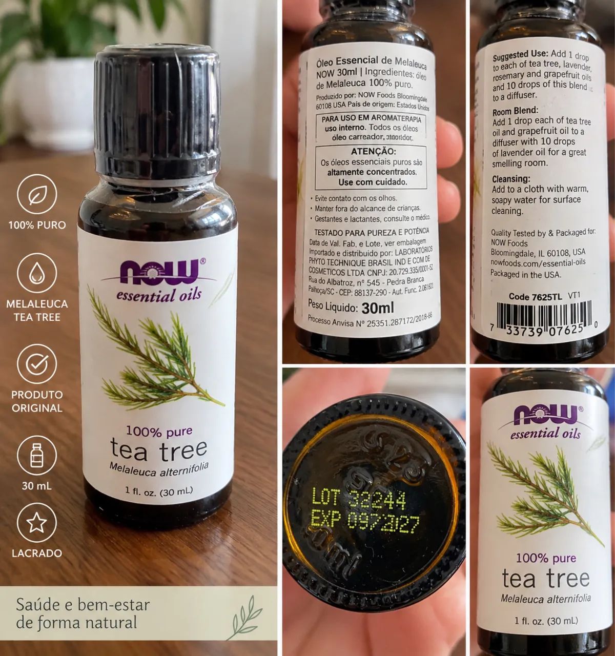 Óleo Essencial NOW Tea Tree 30ml 100% Puro LACRADO