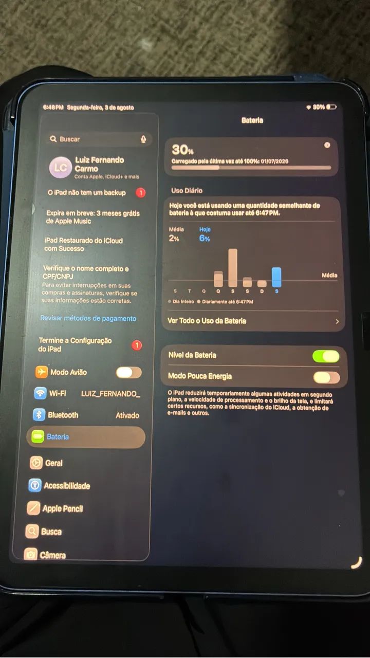 iPad 10ª Geração Azul (2024) - Impecável! + Capa Protetora [BH e Região]