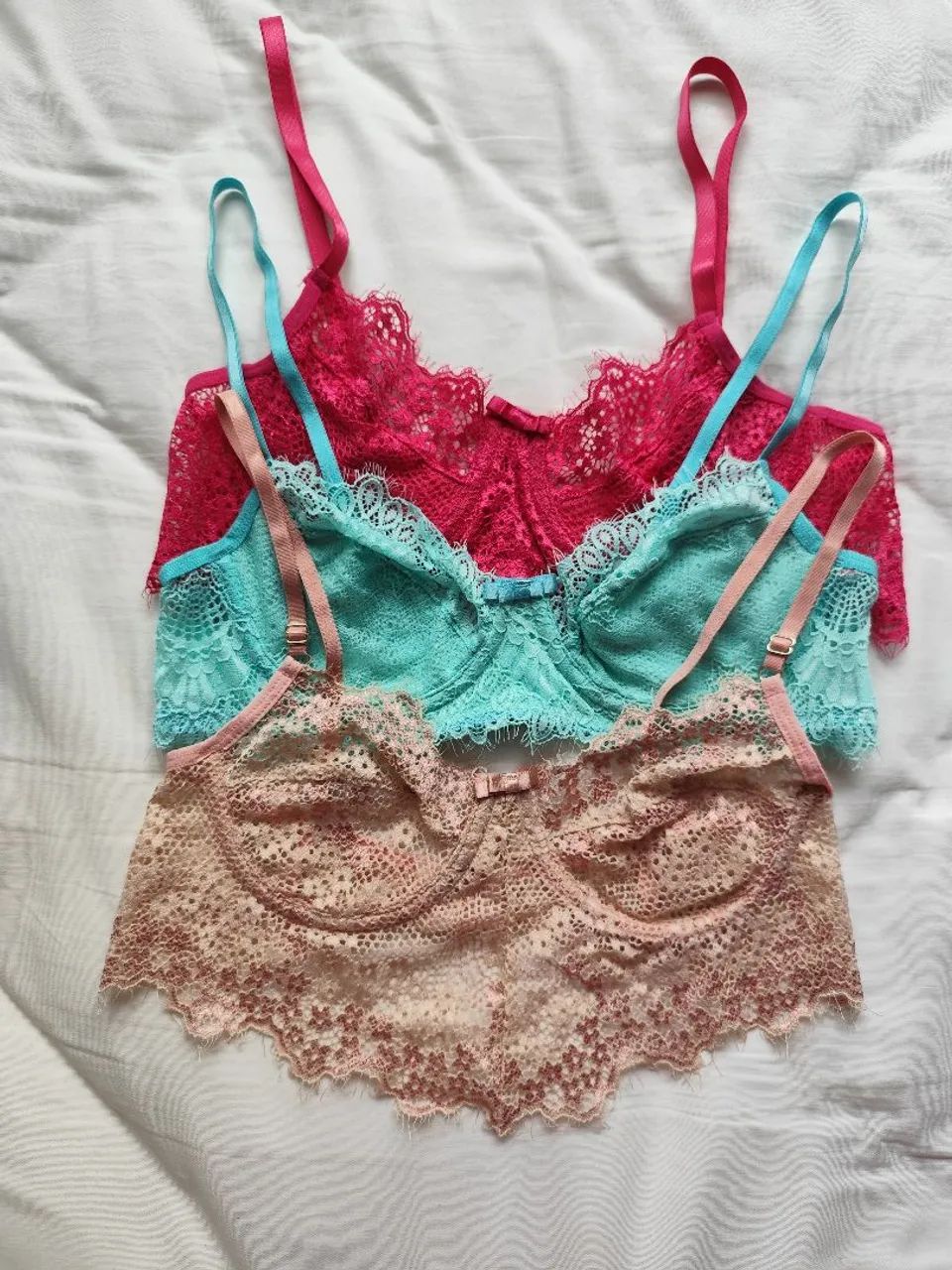 Kit com 3 conjuntos lingerie tamanho P