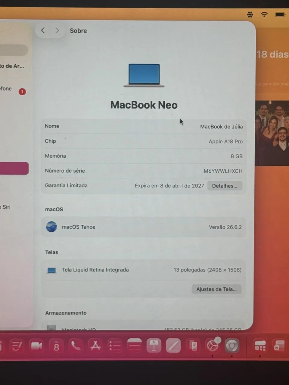 Macbook Neo 256gb Rosa Garantia até abril/27 - Foto 4