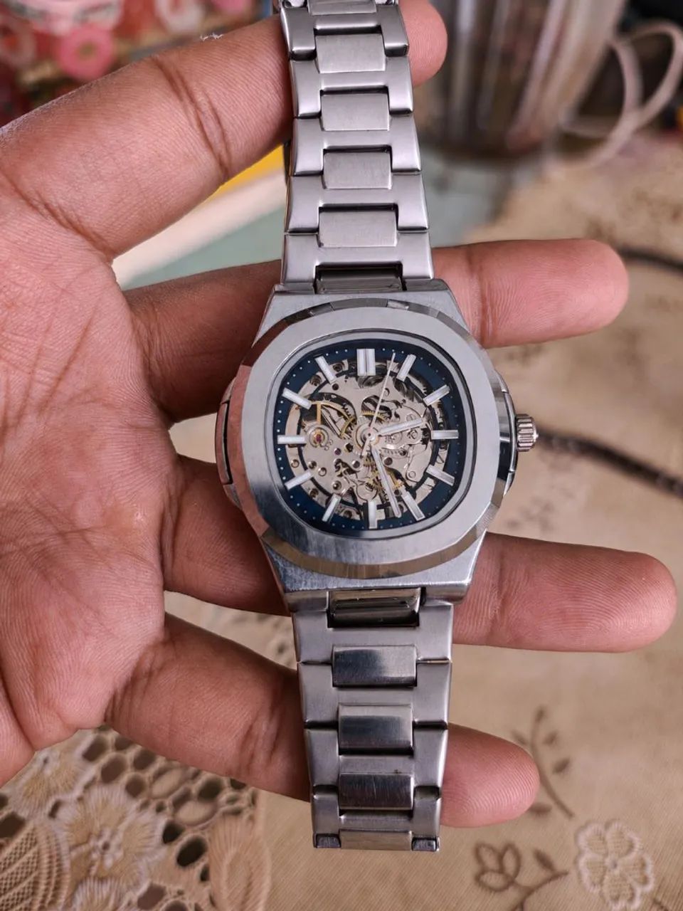 Relógio Automático Esqueleto (Inspiração Patek Philippe)