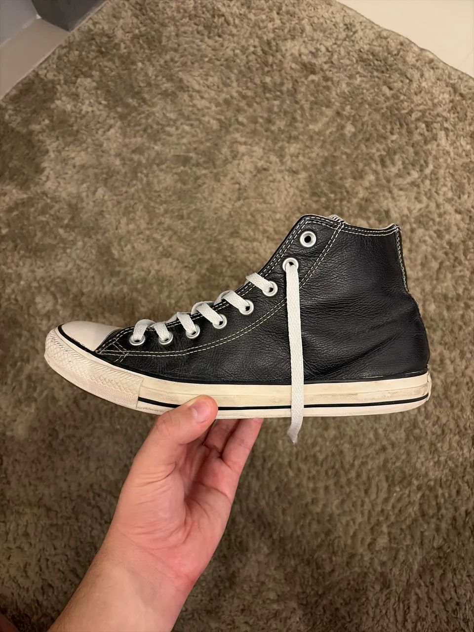 Converse all star preto cano alto couro