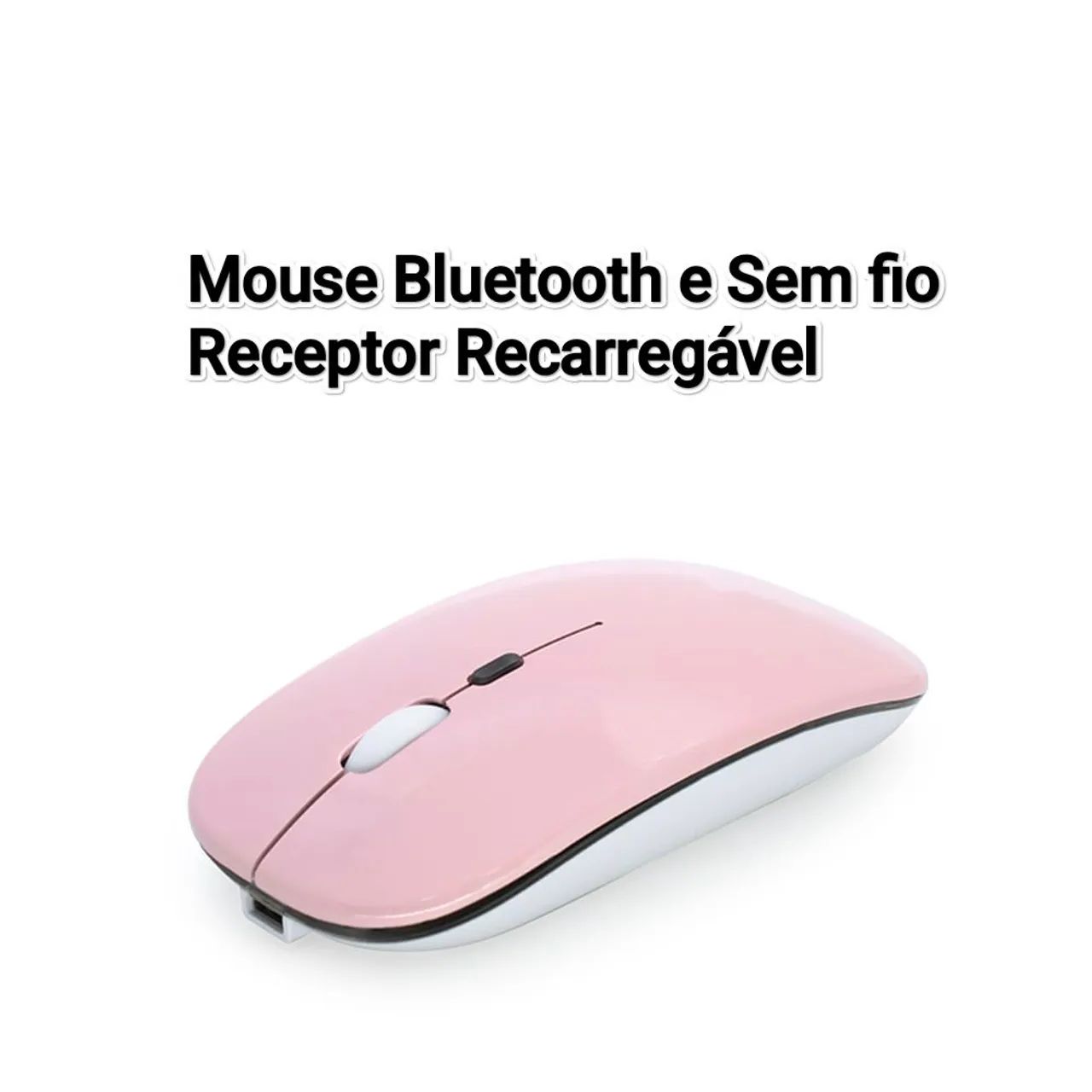 Mouse Bluetooth + Wireless 2 em 1 Novo Rosa com Branco Novo - Foto 2