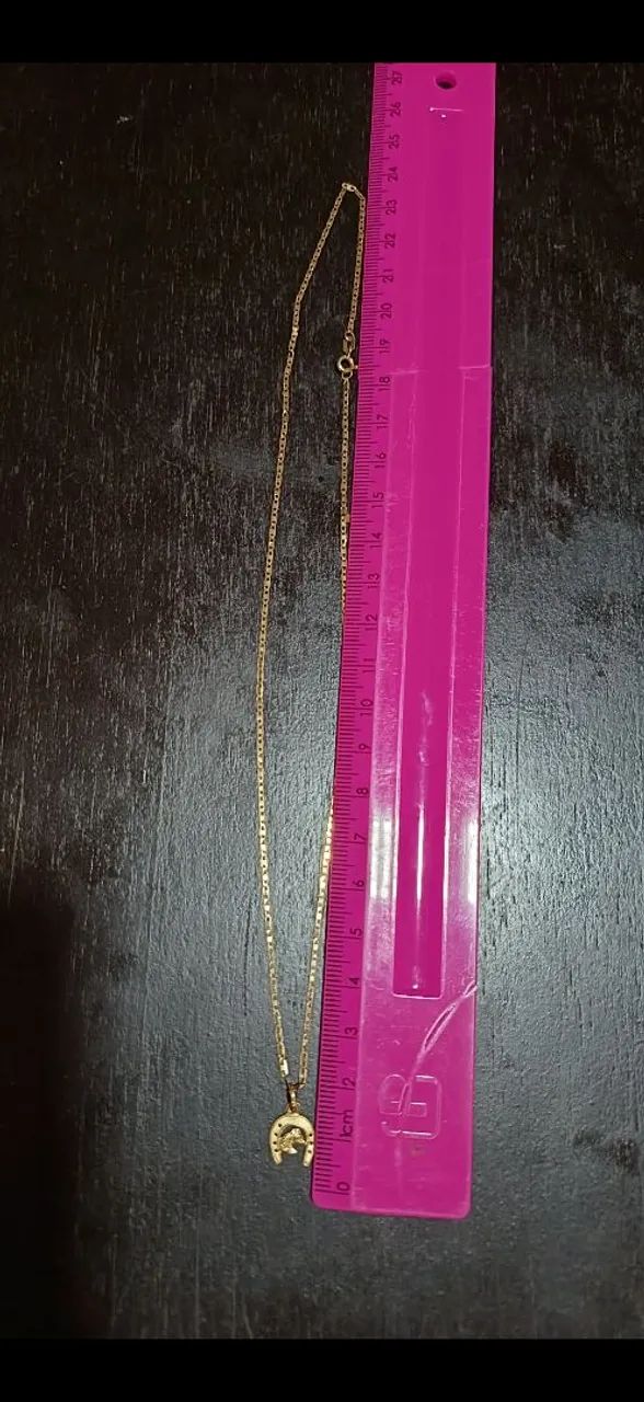 Cordão de ouro Unix laminado com pingente de ferradura  - Foto 2