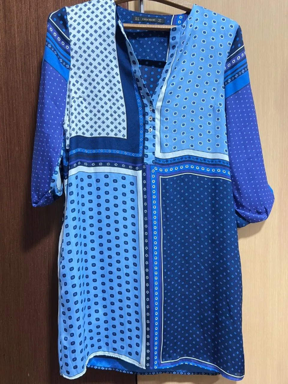 Vestido Zara estampado azul 