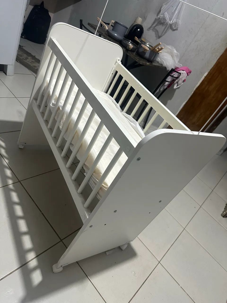 Mini Berço Grade movel Com  Colchão e Regulagem de Altura  - Foto 2