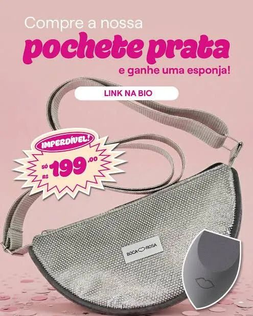Bolsa pochete prata Boca Rosa - Foto 2