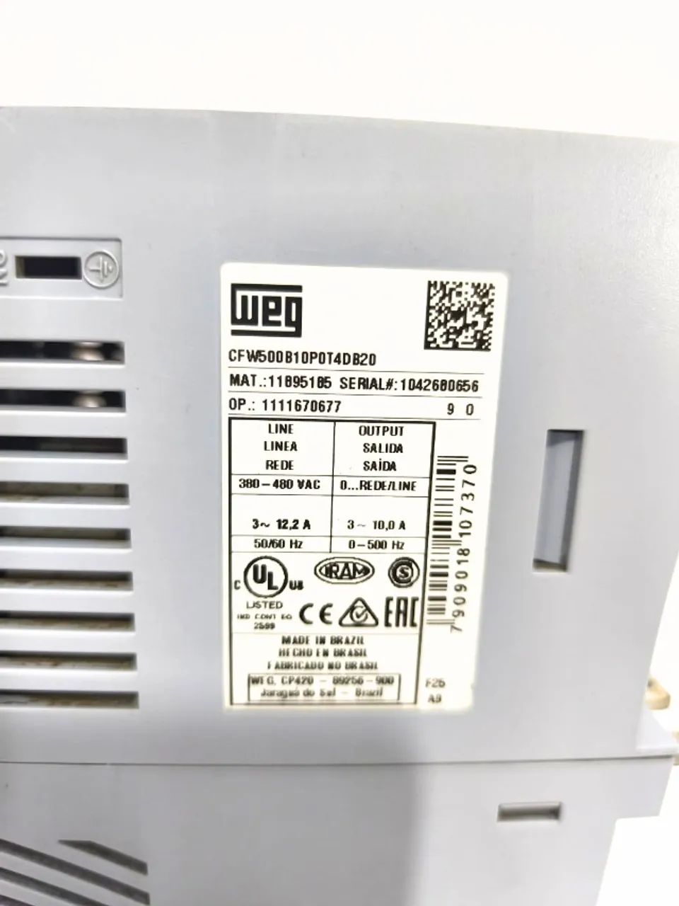 INVERSOR DE FREQUENCIA WEG CFW500B10P0T4DB20 10A 5CV 380-480 VAC - Foto 3